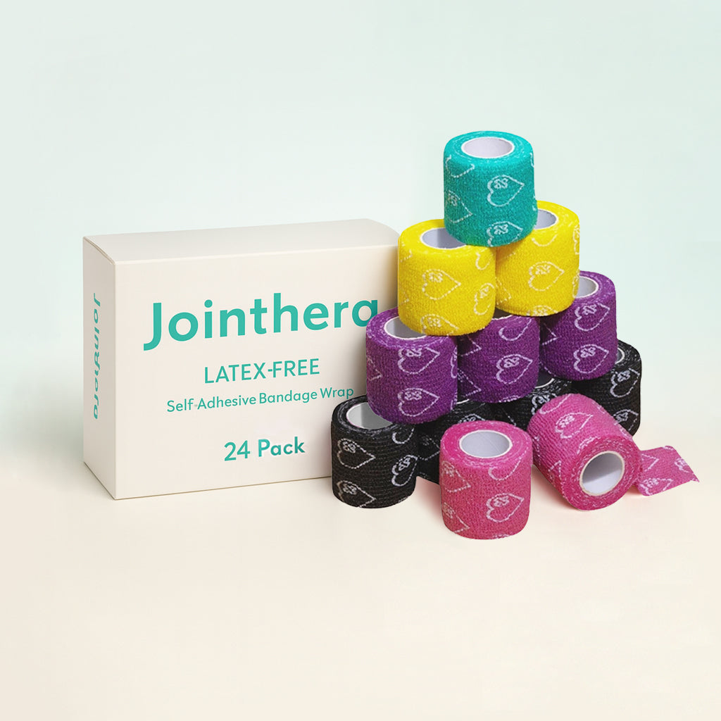 Premium Latex Free Self Adhesive Bandage Wrap For Compression, Injury Support & Joint Protection - 2" x 5 Yds, 6 Pack