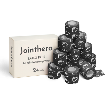 Premium Latex Free Self Adhesive Bandage Wrap For Compression, Injury Support & Joint Protection - 2" x 5 Yds, 6 Pack