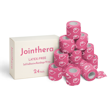 Premium Latex Free Self Adhesive Bandage Wrap For Compression, Injury Support & Joint Protection - 2" x 5 Yds, 6 Pack