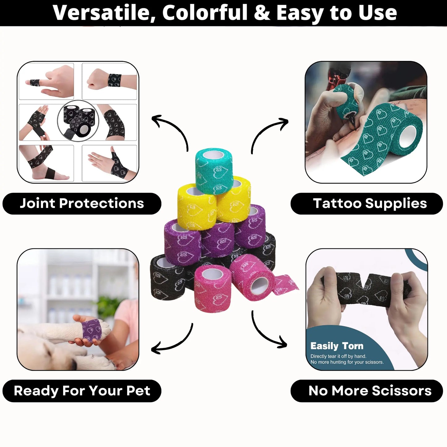 JOINTHERA Premium Latex Free Self Adhesive Bandage Wrap - Versatile