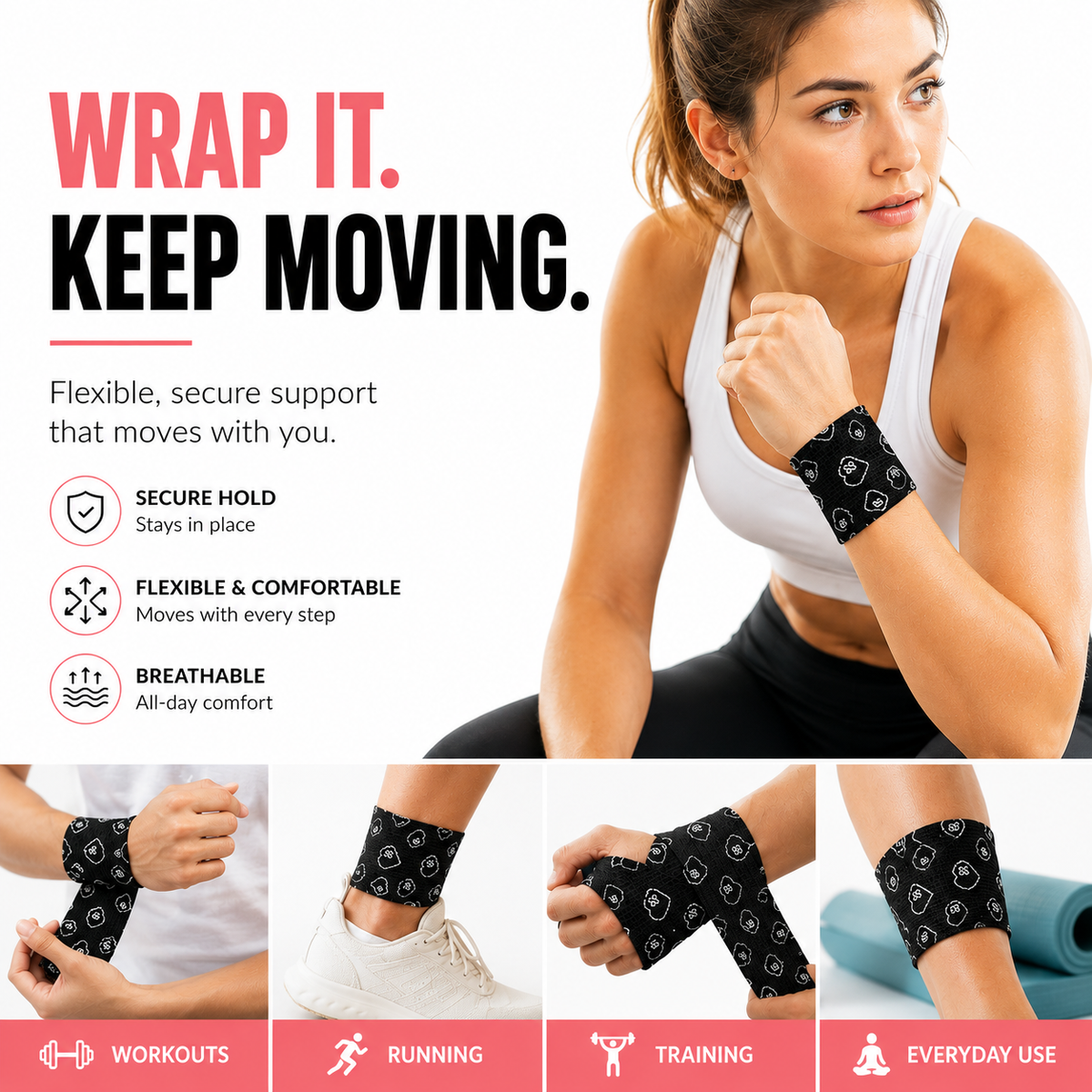 Premium Latex Free Self Adhesive Bandage Wrap For Compression, Injury Support & Joint Protection - 2" x 5 Yds, 6 Pack Jointhera