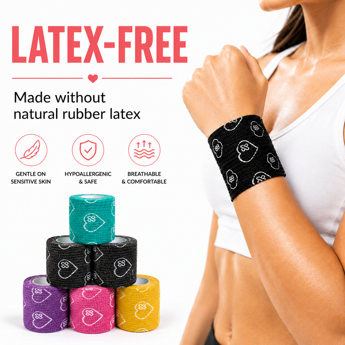Premium Latex Free Self Adhesive Bandage Wrap For Compression, Injury Support & Joint Protection - 2" x 5 Yds, 6 Pack Jointhera