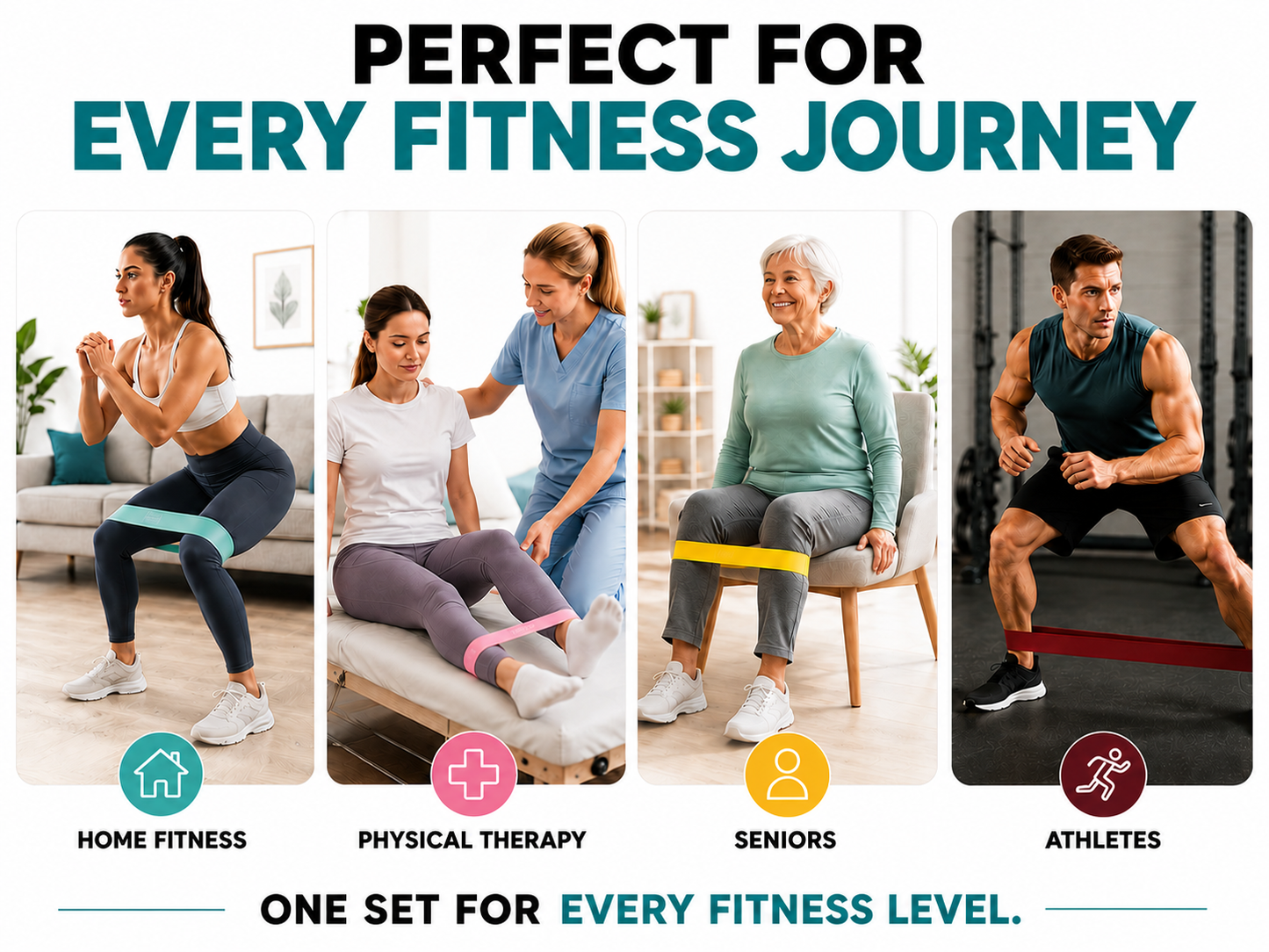 Premium Latex Free Mini Resistance Bands for Physical Therapy, Glute Activation & Home Workouts – Set of 5 with Carry Bag