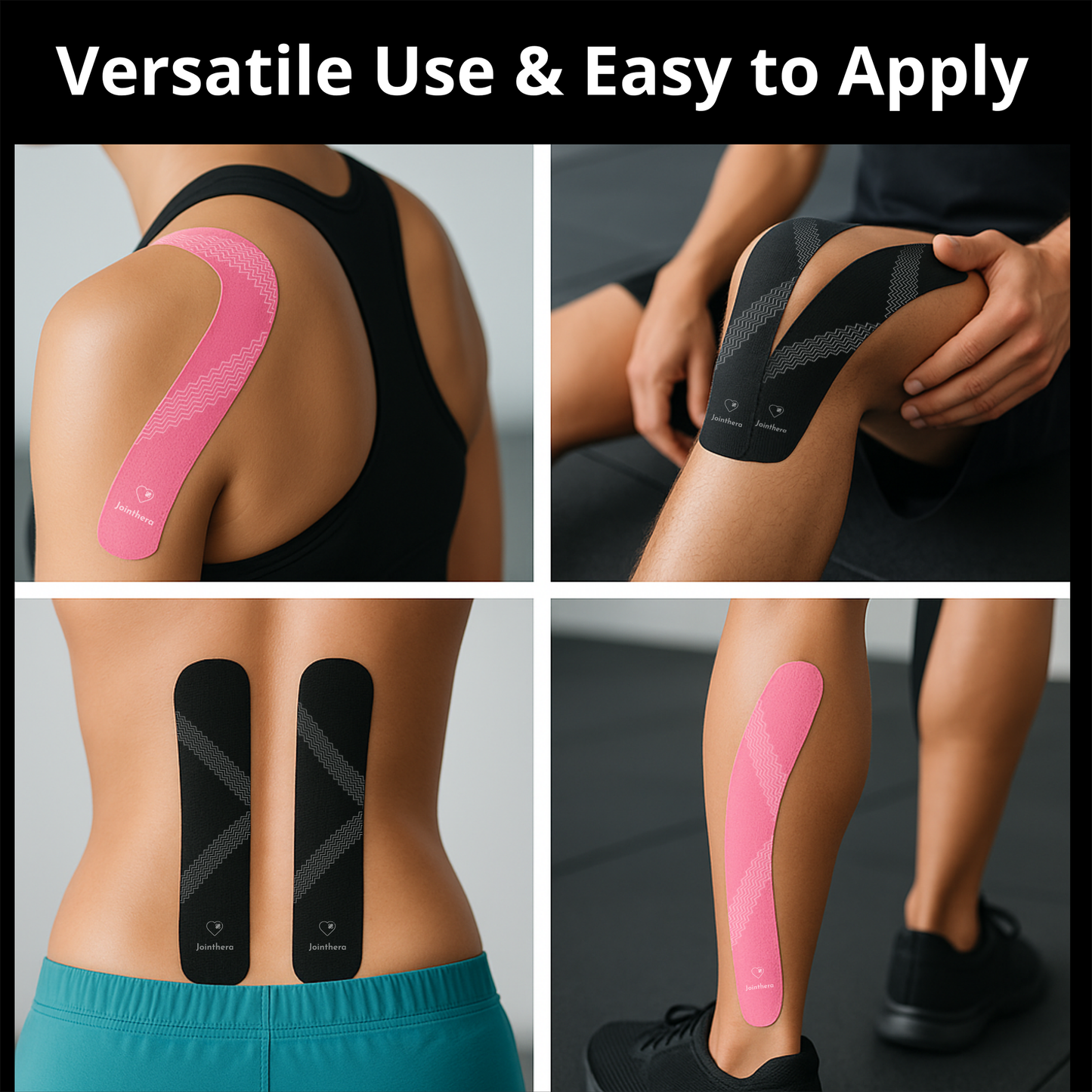 Premium Latex Free Kinesiology Tape – Precut Strips for Sensitive Skin, Waterproof & Hypoallergenic Athletic Support for Knee, Wrist, Ankle & Shoulder (2” x 10”, 2 Rolls, 20 Strips Each)