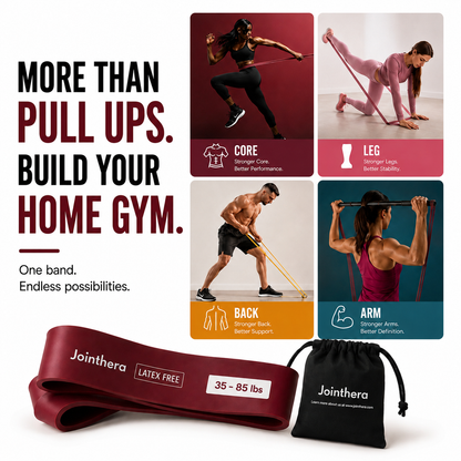 Premium Latex Free Resistance Bands For Assisted Pull-Ups, Strength Training & Home Workouts – Set of 5 with Carry Bag & Door Anchor Jointhera