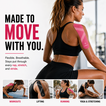 Premium Latex Free Extra-Thick Kinesiology Tape – Precut Strips for Sensitive Skin, Waterproof & Hypoallergenic Athletic Support for Knee, Wrist, Ankle & Shoulder (2” x 10”, 2 Rolls, 20 Strips Each) Jointhera