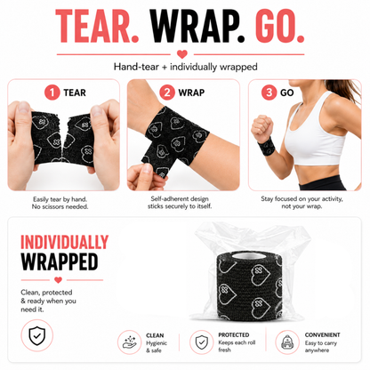 Premium Latex Free Self Adhesive Bandage Wrap For Compression, Injury Support & Joint Protection - 2" x 5 Yds, 6 Pack Jointhera