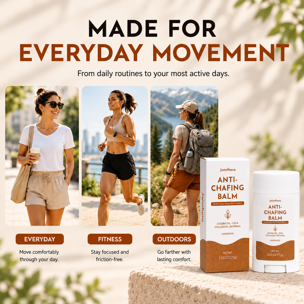 Anti-Chafing Balm – Skin Protection Against Friction & Irritation for Running, Workouts & Daily Movement Jointhera Essentials