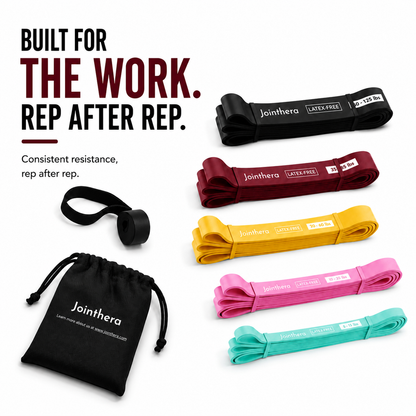 Premium Latex Free Resistance Bands For Assisted Pull-Ups, Strength Training & Home Workouts – Set of 5 with Carry Bag & Door Anchor Jointhera