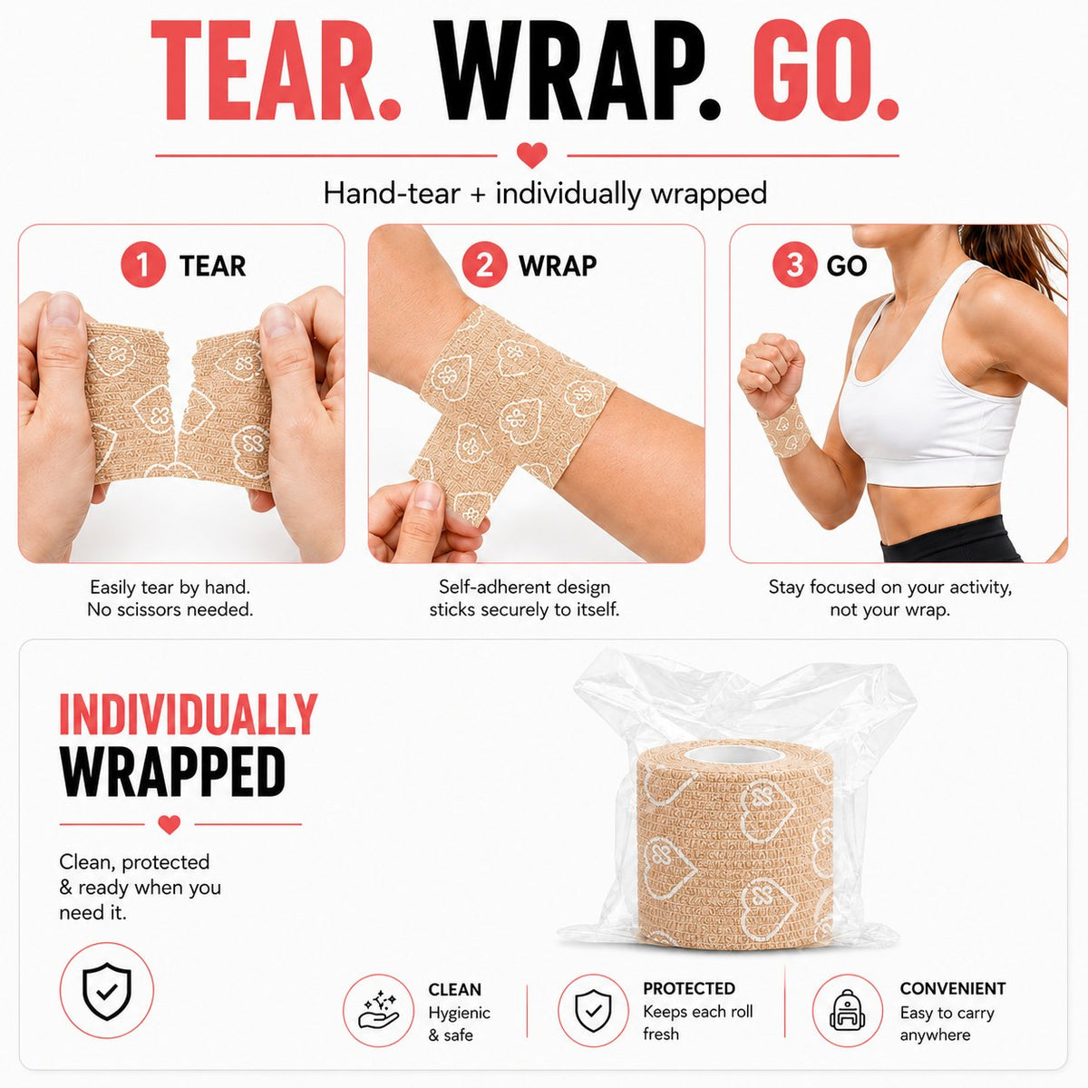 Jointhera beige wrap - tear, wrap, go, no scissors needed